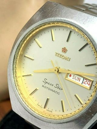 Titoni Space Star 9013 Rotomatic Vintage Watch Swiss Day Date For Repair Parts
