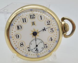 Vintage Hampden Special Railway 21 Jewel 18 Size Pocket Watch Fancy Dial Running
