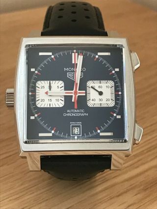 2018 Tag Heuer Monaco Caw211p Fc6356 (steve Mcqueen) Blue Dial Watch