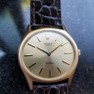 ROLEX Men ' s 18K Solid Gold Cellini 3806 Hand - Wind Dress Watch c.  1970 Swiss MS231 4