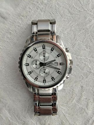 Fossil Ch2465 Ivory White Dial Stainless Steel Men 