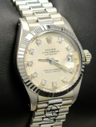 Rolex Ladies President 6917 18k White Gold Factory Diamond Dial