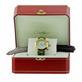 CARTIER 18K Yellow Gold 35mm Pasha de Cartier 1353 Chronograph Box 5