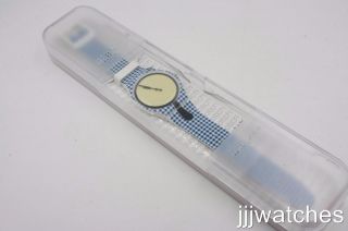 Swatch Originals MOITIÉ - MOITIÉ White/Blue Check Silicone Watch 41mm SUOW118 5