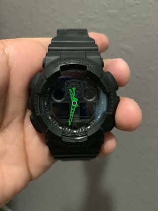 Casio G - Shock Ga - 100 Black Green Analog - Digital Men Watch