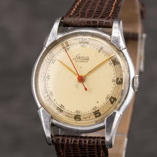 Vintage Lanco Swiss Made Dress Watch - 1950s - 33mm - 15 Jewels - Runs
