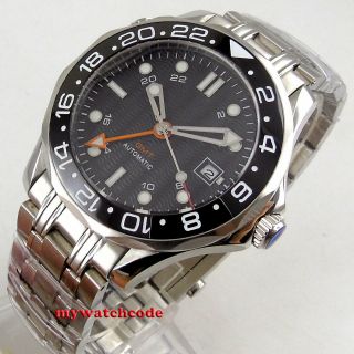 41mm Bliger Sterile Black Dial Sapphire Glass Gmt Bracelet Automatic Mens Watch