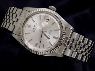 Rolex Datejust Stainless Steel 18K White Gold Watch Silver w/ Jubilee Band 1601 2