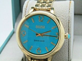 Ecclissi Sleeping Beauty Turquoise Sterling Silver Watch Yellow
