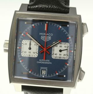 Tag Heuer Monaco Chronograph Caw211p.  Fc6356 Automatic Leather Belt Men 