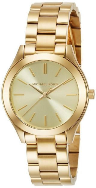 Michael Kors Mk3512 Mini Slim Runway Gold Tone Ladies Wrist Watch