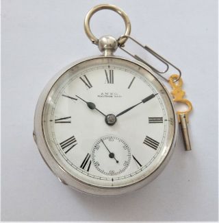 1897 Silver Cased Waltham English Lever Pocket Watch In Order