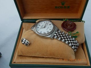MENS ROLEX OYSTER PERPETUAL DATEJUST CHRONOMETER WRISTWATCH AND BOX ETC 4