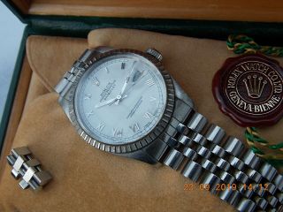 MENS ROLEX OYSTER PERPETUAL DATEJUST CHRONOMETER WRISTWATCH AND BOX ETC 5