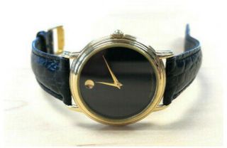 Movado Museum 18k Gold Plated Leather Swiss Quartz Watch 87 - E4 - 9890 Mens