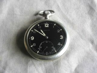 Vintage Zenith Ww2 Era Military D H German Pocket Watch Black Dial