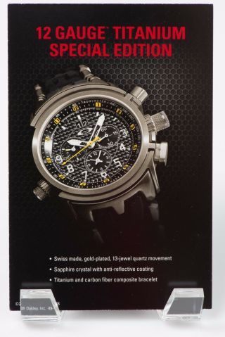Oakley 12 Gauge Watch Pop Card Titanium With Carbon Fiber Yellow Face