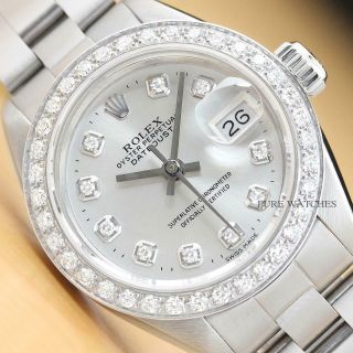 Rolex Ladies Datejust Diamond Bezel 18k White Gold/ss Watch,  Oyster Band