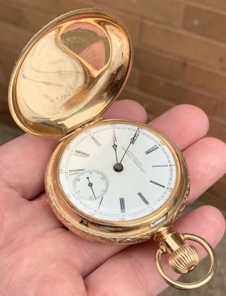 A Fine Quality Ex Large 14ct Gold/filled Waltham Full Hunter Pocket Watch,  1892.