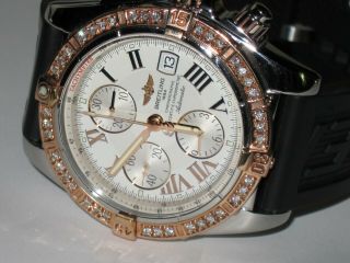 Mens Breitling Chronomat Evolution 18k Rose Gold Automatic Diamond