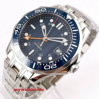 41mm Bliger Sterile Blue Dial Sapphire Glass Gmt Date Automatic Mens Watch B296