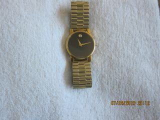 Movado Museum 87.  G4.  875 Black Dial Gold Tone Watch,  Minty