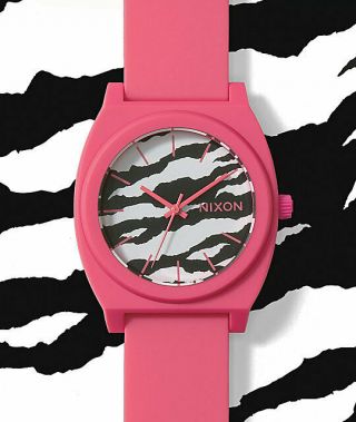 Nixon The Time Teller Pink Zebra Dial Plastic Quartz Unisex Watch Msrp $75