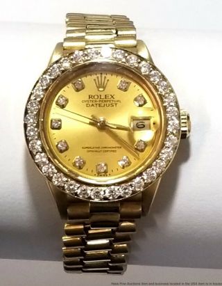 6917 Ladies Rolex President Datejust 18k Gold Diamond Ladies Dress Watch 2