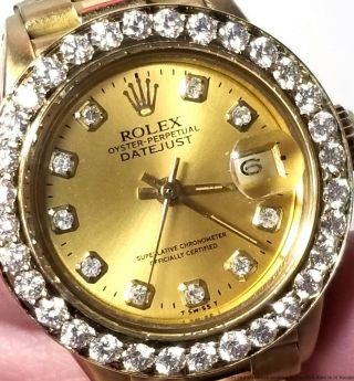 6917 Ladies Rolex President Datejust 18k Gold Diamond Ladies Dress Watch 4