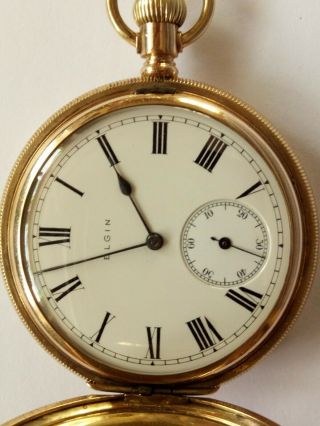 Antique Pocket Watch.  Elgin 1911.  Full Hunter Gold Plated Case.  Well.