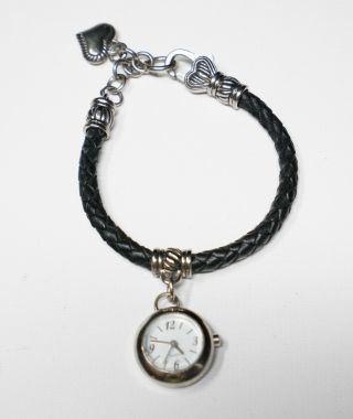Brighton Quartz Watch & Black Leather Cord Bracelet 7.  5 - 8.  5”