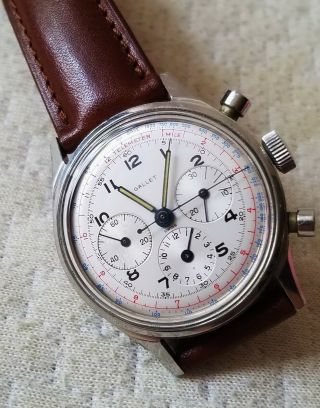Old Gallet Excelsior Park 40 Chronograph Steel Watch C/w Vintage Leather Band