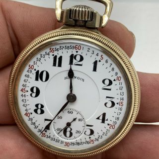 16s Illinois Bunn Special 21j Pocket Watch Temp & 6 Pos 1920 Montgomery Dial