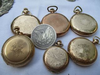 GROUP OF GOLD FILLED POCKET WATCH CASES FOR SCRAP 5