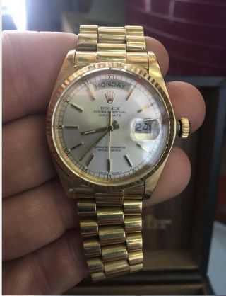 Rolex 18038 Oyster Perpetual Day - Date 18k Yellow Gold Automatic Men 