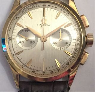 Vintage Mens Omega 18k Yellow Gold Chronograph Watch Ref 2872 - 62