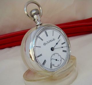 1893 Elgin 17 Jewels Pocket Watch In Fine Sterling Silver Case - Size 18 - Runs