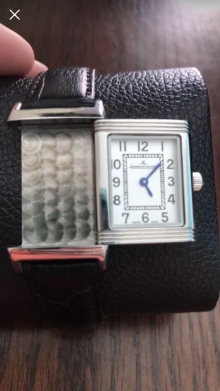 Jaeger Le Coultre Reverso Squodro ladies watch Black Leather Band,  358.  8.  28 3