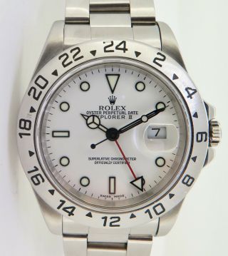 Auth 2000 Rolex Explorer Ii Polar Steel Men’s Wrist Watch P Serial 16570