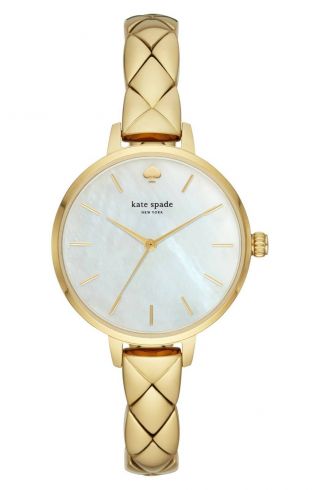 Kate Spade York Ladies Gold Tone Mother Of Pearl Dial Watch Ksw1471 Nwt $250
