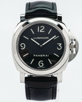 Pre - Owned Panerai Stainless Steel Pam112 Luminor Marina Base W/ Leather Strap