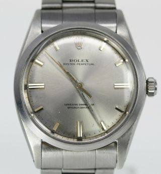 Vintage 1960 ' s Rolex Oyster Perpetual Stainless Steel Wristwatch Rare Ref.  1018 2