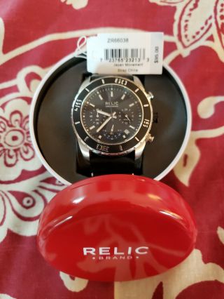 Relic Mens Zr66038 Chronograph Silver Tone Black Strap Watch