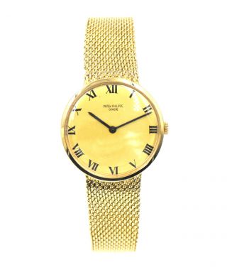Vintage Patek Philippe Calatrava 3562 - 1 Wristwatch 18k Gold Mesh Band Box C1960