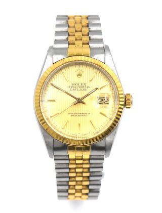 Vintage Gents Rolex Datejust 16013 Wristwatch 18k Gold Stainless Near C1988