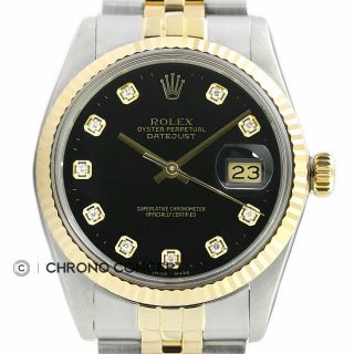 Rolex Mens Datejust Two Tone 18k Yellow Gold And Steel Quickset Watch
