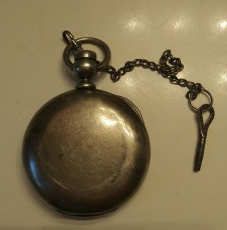1885 SILVER ELGIN NATL WATCH COMPANY POCKET WATCH ANTIQUE WITH KEY 3
