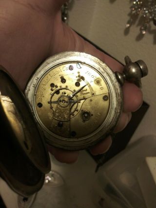 1885 SILVER ELGIN NATL WATCH COMPANY POCKET WATCH ANTIQUE WITH KEY 5