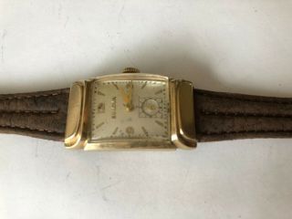 Vintage Art Deco Bulova 10k Gf Unisex Wristwatch Wind Up Fancy Lugs