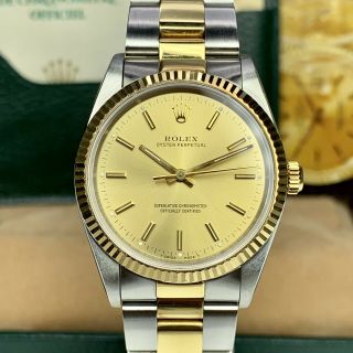 1991 Rolex Oyster Perpetual 34mm Steel & 18k Gold Unpolished Box & Papers
